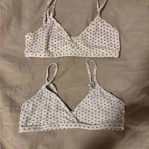 White and Red Polka Dot Women's Bralette Set